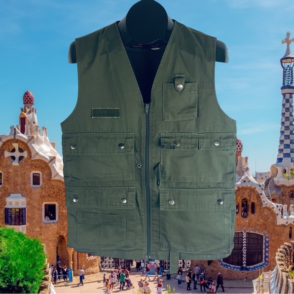 Vintage Campri Fishing/Hunting Vest - Army Green, Men's Size S - Picture 4 of 9